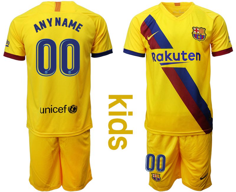 Youth 2019-2020 club Barcelona away customized yellow Soccer Jerseys